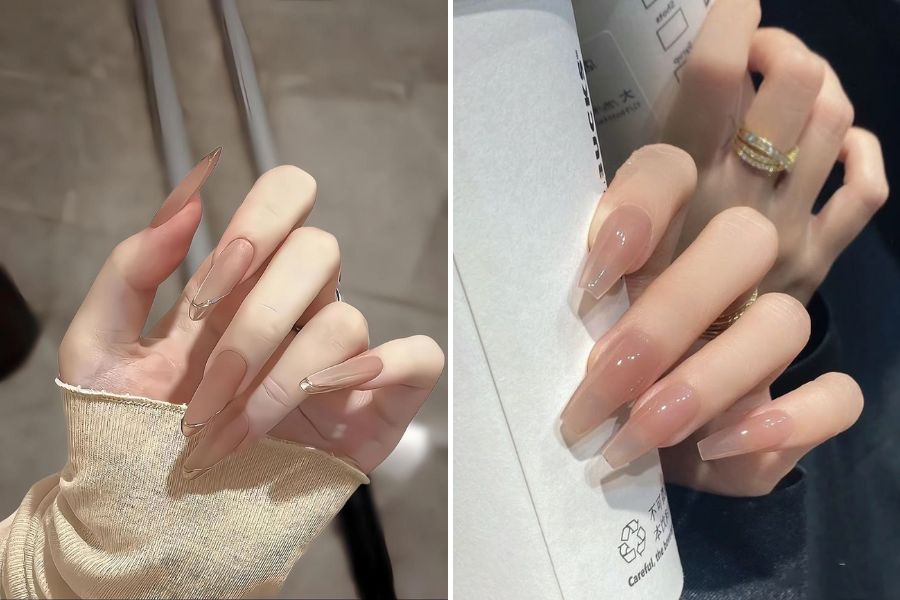 Mẫu nail màu nude thanh lịch, tinh tế là lựa chọn hoàn hảo cho các cô nàng công sở