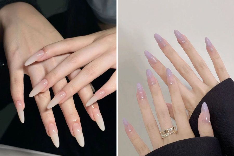 Mẫu nail ombre với hiệu ứng chuyển màu uyển chuyển, tạo vẻ đẹp tinh tế và cuốn hút cho đôi tay