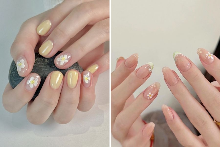 Mẫu nail vẽ hoa đơn giản, tinh tế, mang lại vẻ đẹp dịu dàng và nữ tính