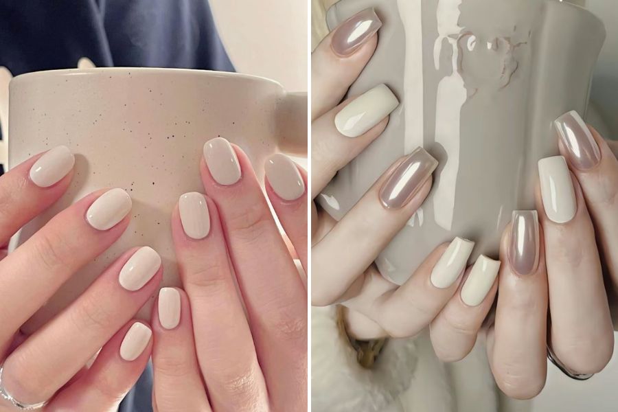 Mẫu nail màu trắng sữa đơn giản, thanh lịch, phù hợp với mọi phong cách thời trang