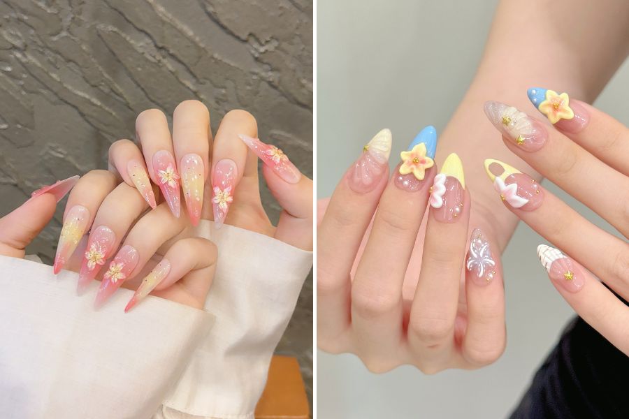 Tông màu pastel và hồng giúp tăng sự nữ tính, thanh thoát, phù hợp cho tiệc cưới