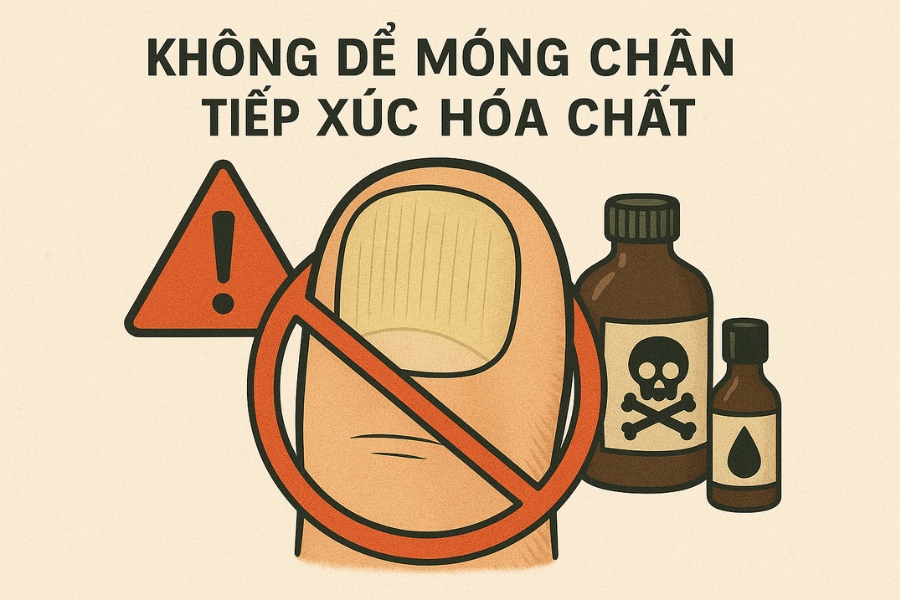 Không để móng chân tiếp xúc với hóa chất độc hại