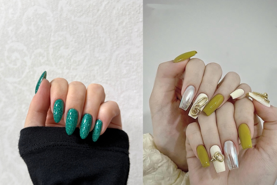 Nail xanh olive thời thượng, tôn da và đầy cá tính