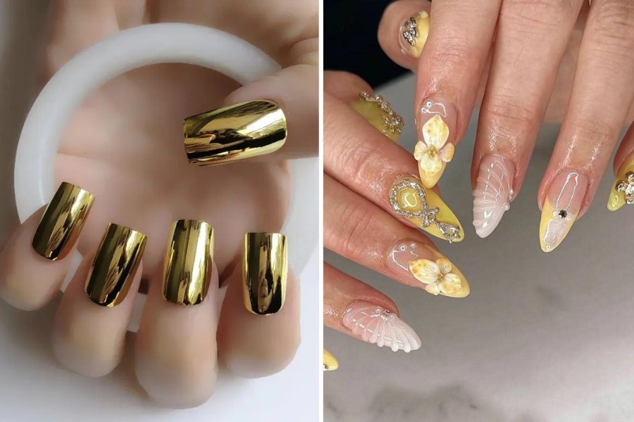 Nail vàng kim lấp lánh, lý tưởng cho dịp đặc biệt