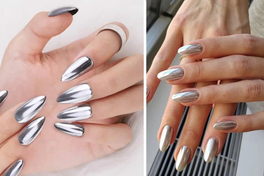 Nail bạc ánh kim hiện đại, cho nàng cá tính riêng