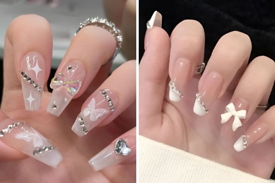 Mẫu nail dễ thương cho cô nàng điệu đà