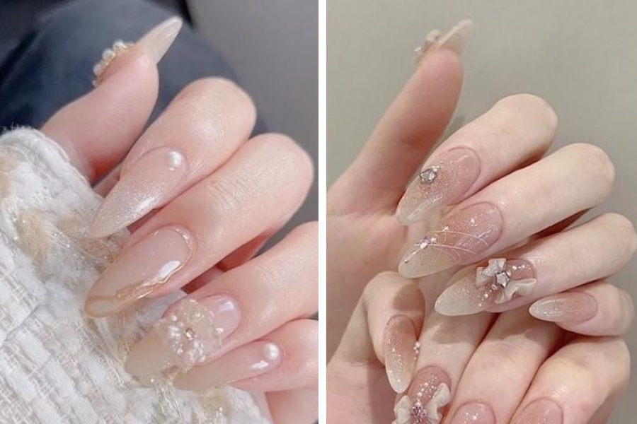 Nail mắt mèo với đá nhỏ, sang trọng và quý phái