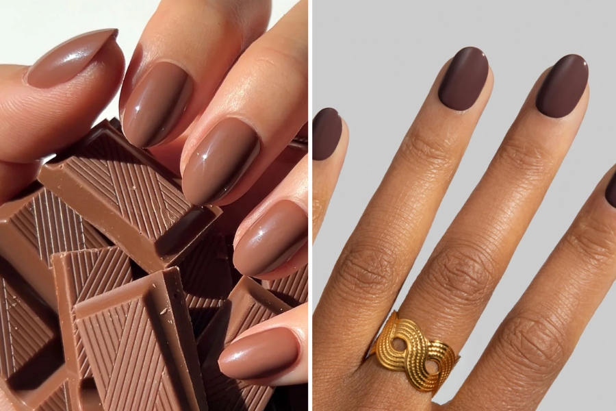 Nail nâu chocolate ấm áp, sang trọng và dễ phối đồ