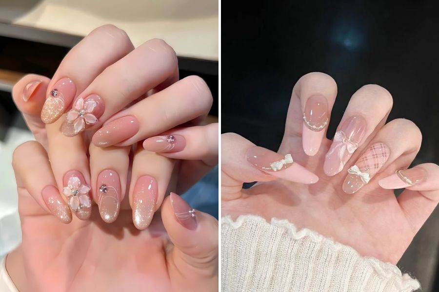 Nail hồng pastel nhẹ nhàng, ngọt ngào phù hợp với mọi tông da