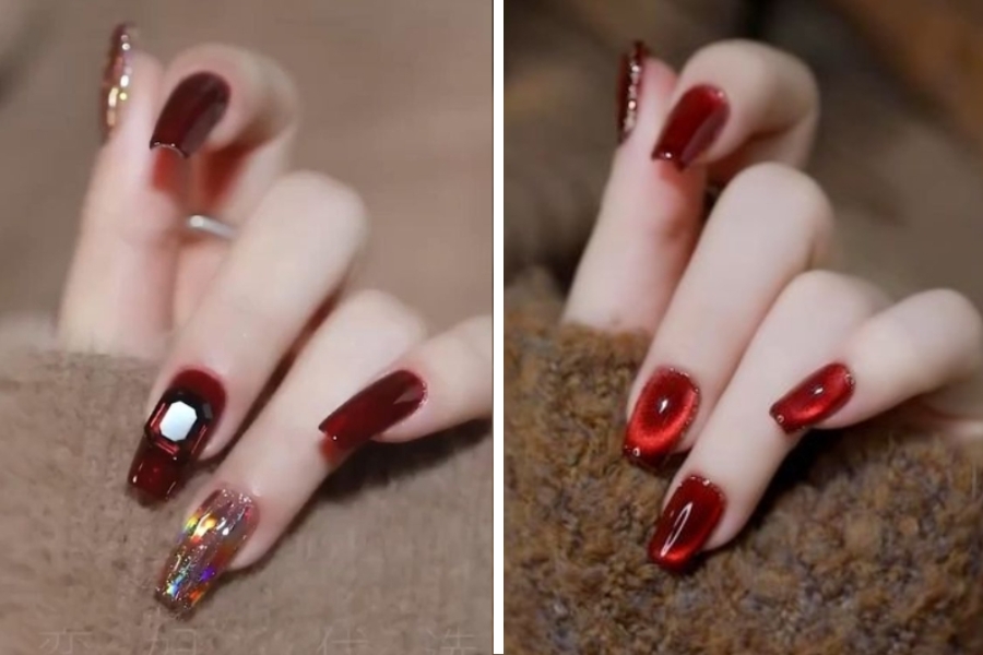 Đỏ rượu vang là sắc nail không bao giờ lỗi mốt