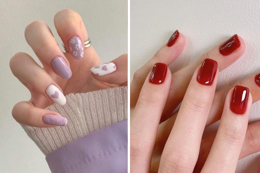 Móng nail tròn xinh nên sơn tông pastel nhẹ hoặc nude tự nhiên