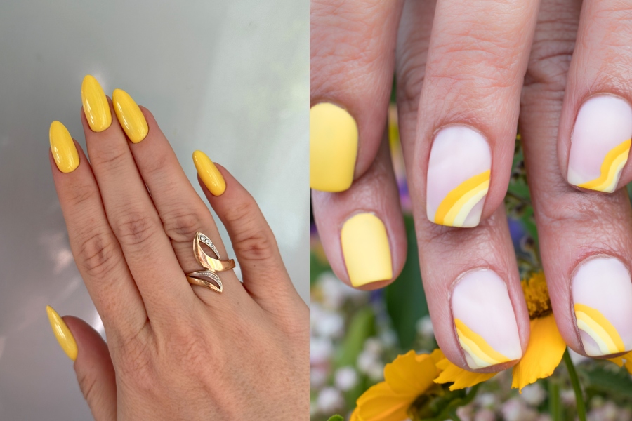 Mẫu nail Tết màu vàng kim sang trọng, rực rỡ và nổi bật