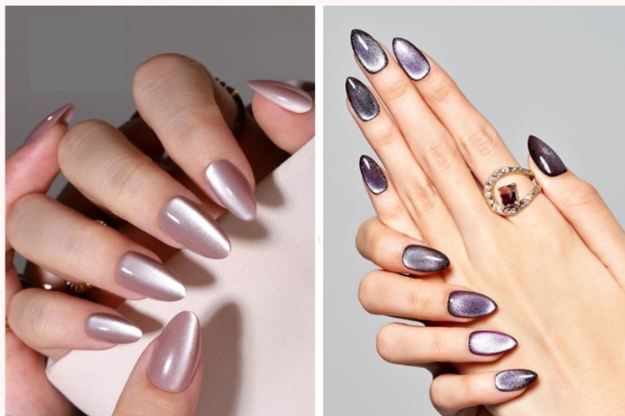 Mẫu nail Tết mắt mèo lấp lánh, sang trọng và nổi bật
