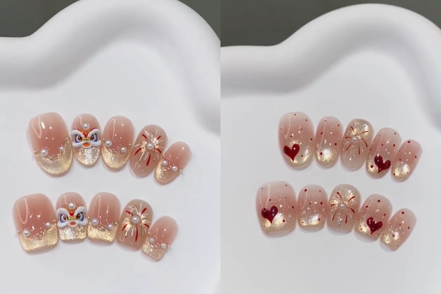 Móng mắt mèo lấp lánh điểm pháo hoa rực rỡ