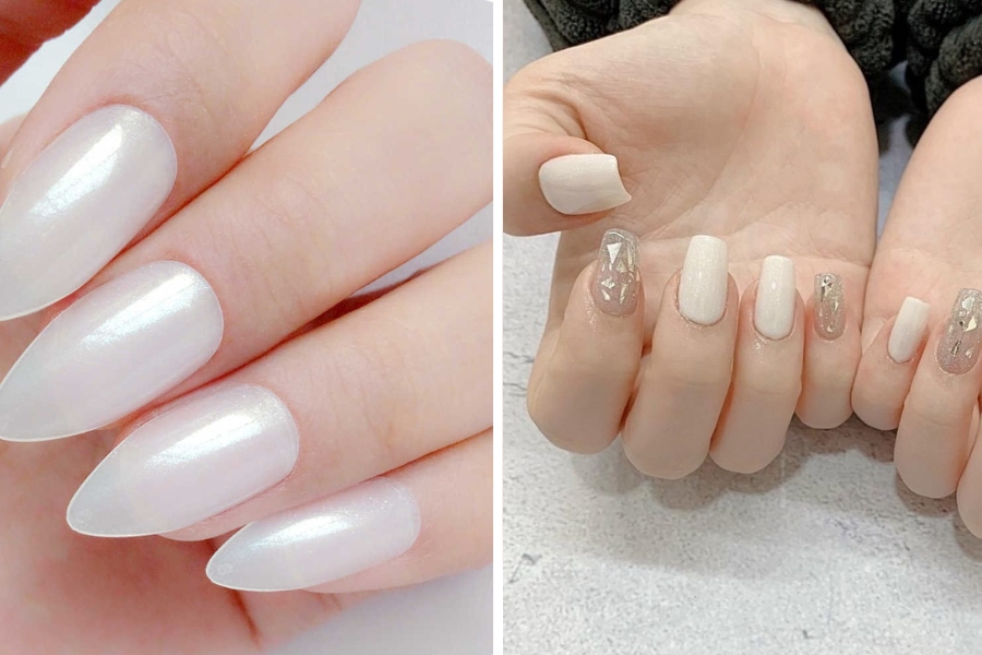 Mẫu nail trắng trơn, thanh lịch và dễ kết hợp trang phục