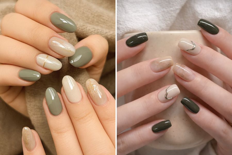 Nail xanh olive thời thượng, tôn da và đầy cá tính