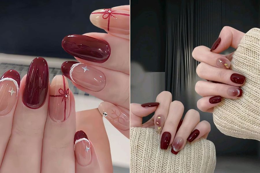 Mẫu nail Hàn màu đỏ đơn giản, xinh xắn và tinh tế