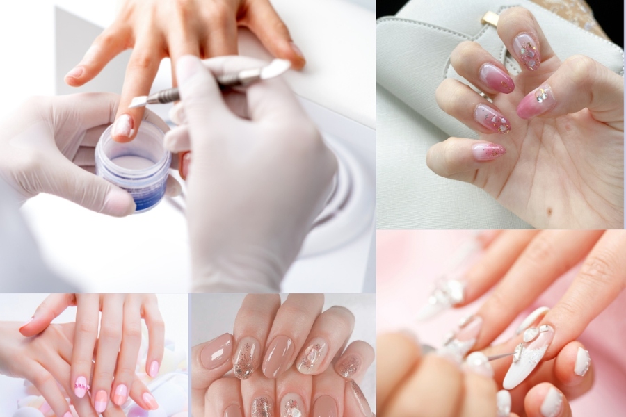 Nail dễ thương với tone pastel, họa tiết 3D, charm xinh xắn