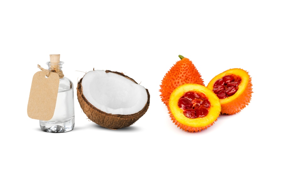 Dầu gấc kết hợp dầu dừa giúp dưỡng ẩm da tay hiệu quả